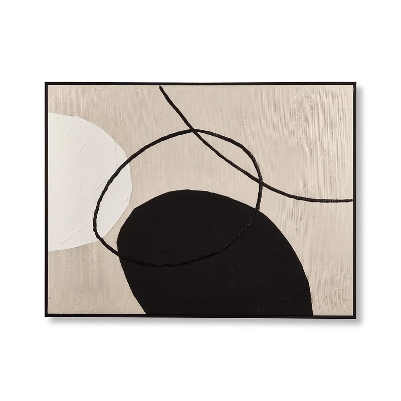 Neutral Oval Abstract Painted Canvas