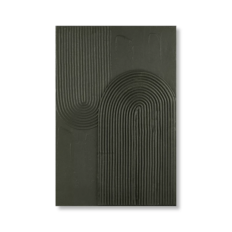 Green Lines Oil Painted Canvas