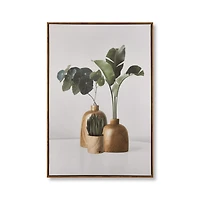 Succulents in Wood Vase Printed Framed Canvas