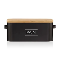 Metal Bread Box with Bamboo Lid