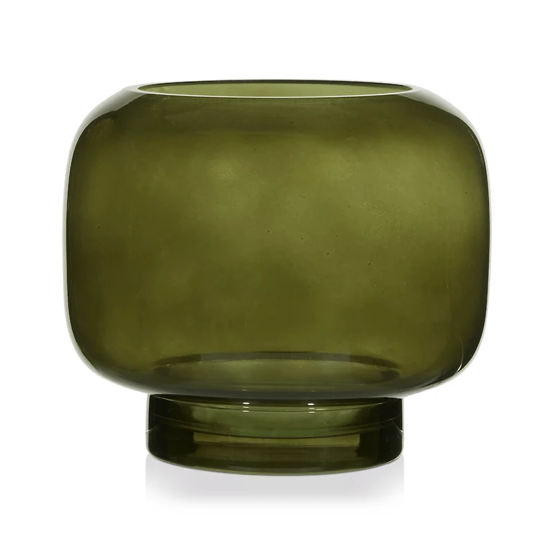 Green Glass Pillar Candle Holder
