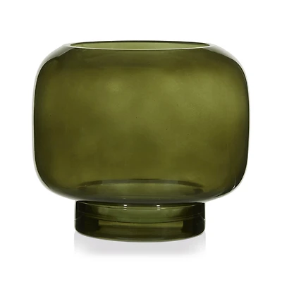 Green Glass Pillar Candle Holder