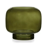 Green Glass Pillar Candle Holder