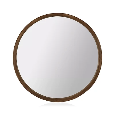 Round Wood Framed Mirror