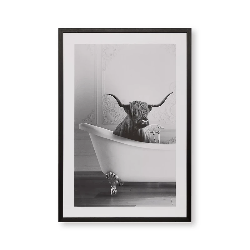 Bull in Bathtub Printed Framed Art