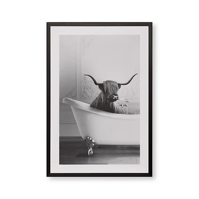 Bull in Bathtub Printed Framed Art