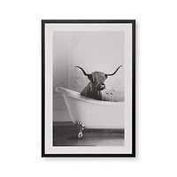 Bull in Bathtub Printed Framed Art