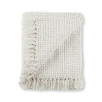 Off White Basic Chenille Knit Throw