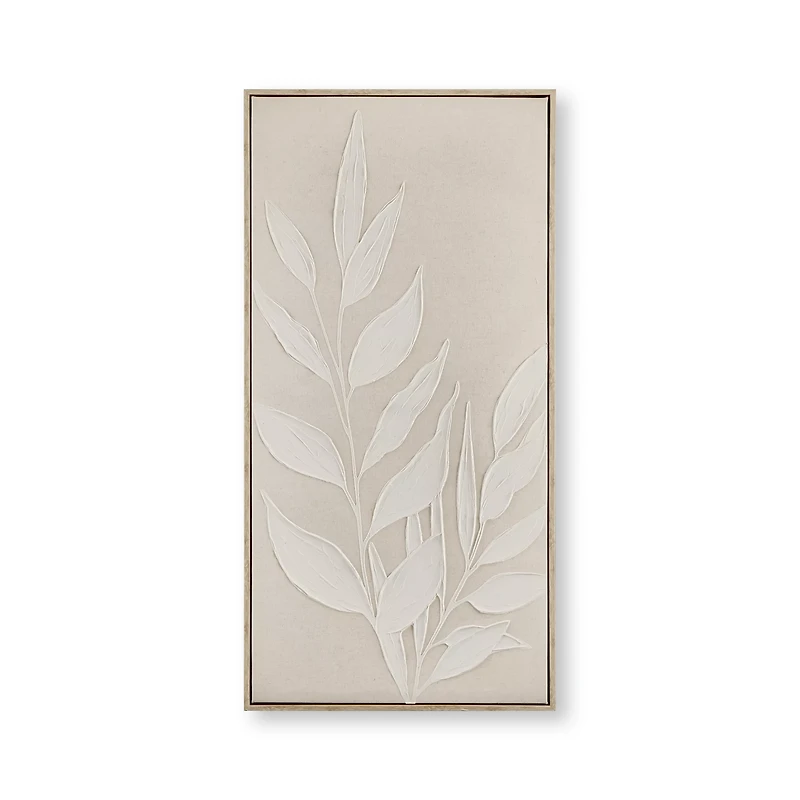 White Leaves Framed Art
