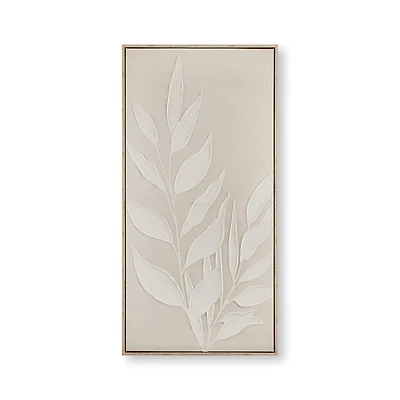White Leaves Framed Art