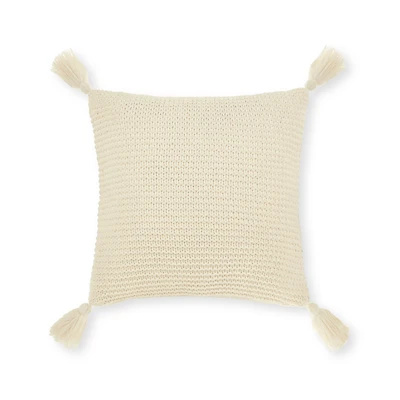 White Erna Decorative Pillow with Tassels
