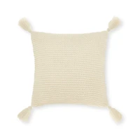 White Erna Decorative Pillow with Tassels