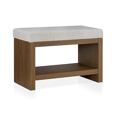 Fabric and Wood Bench with Shoe Rack