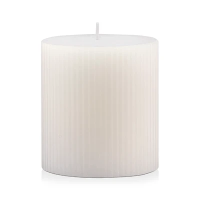 White Short Ribbed Candle