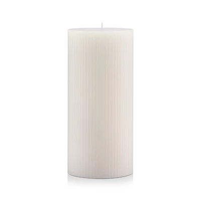 White Tall Ribbed Candle