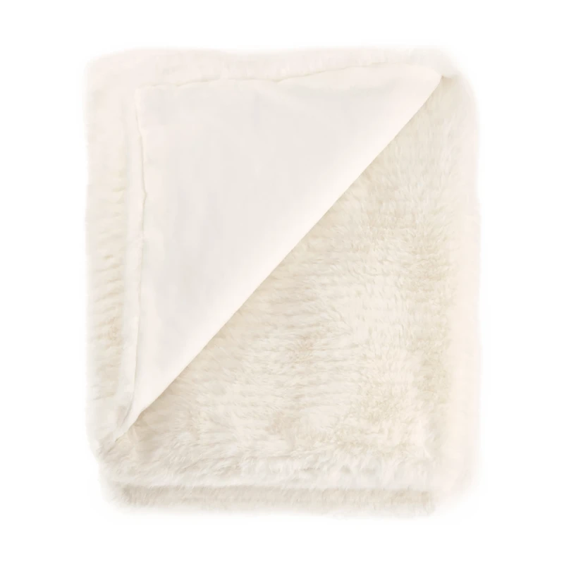 Off White Maddox Faux Fur Throw