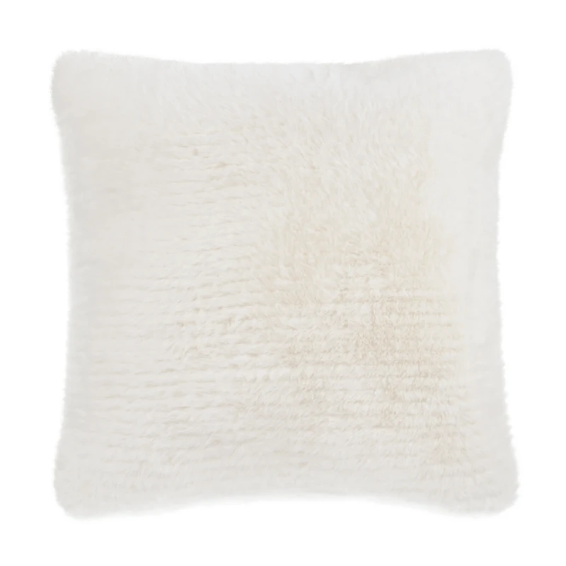 Off White Maddox Faux Fur Decorative Pillow