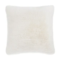 Off White Maddox Faux Fur Decorative Pillow