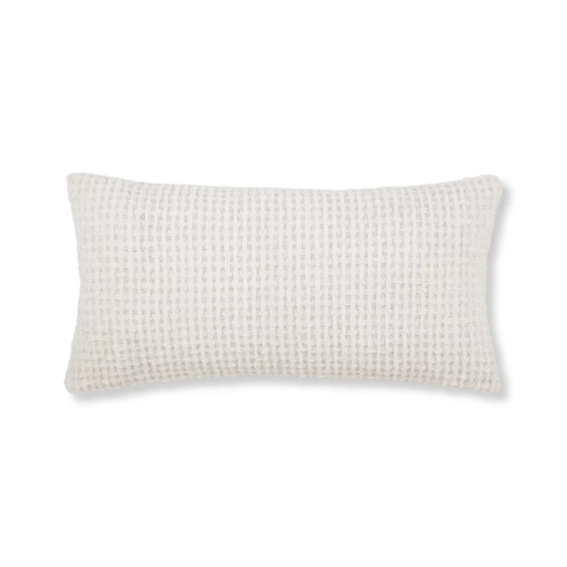 Off White Basc Chenille Decorative Lumbar Pillow