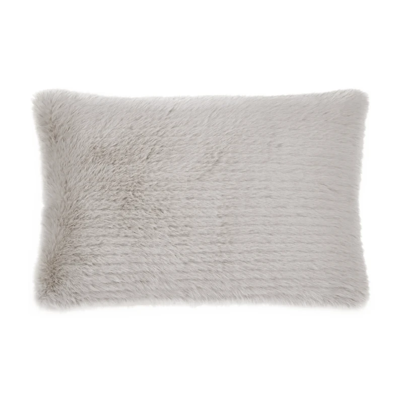 Grey Maddox Faux Fur Decorative Lumbar Pillow
