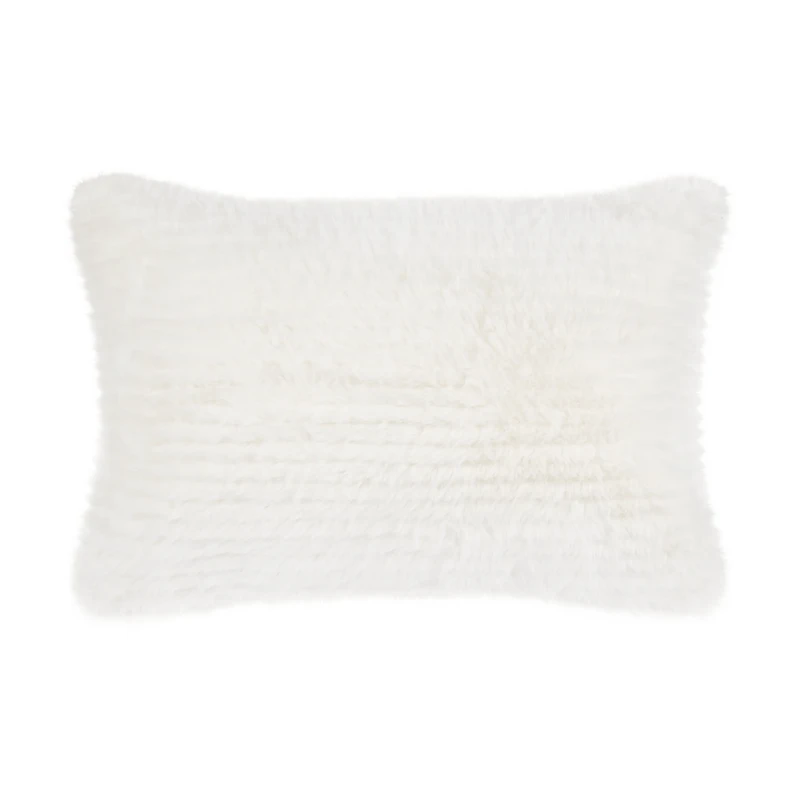 Off White Maddox Faux Fur Decorative Lumbar Pillow
