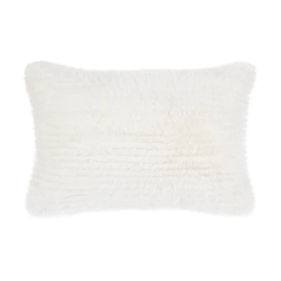 Off White Maddox Faux Fur Decorative Lumbar Pillow