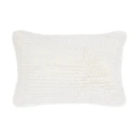 Off White Maddox Faux Fur Decorative Lumbar Pillow