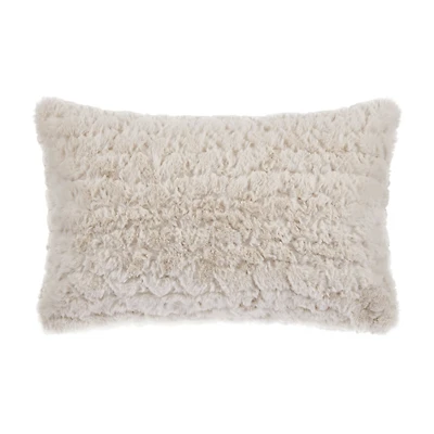 Light Beige Sheep Faux Fur Decorative Lumbar Pillow