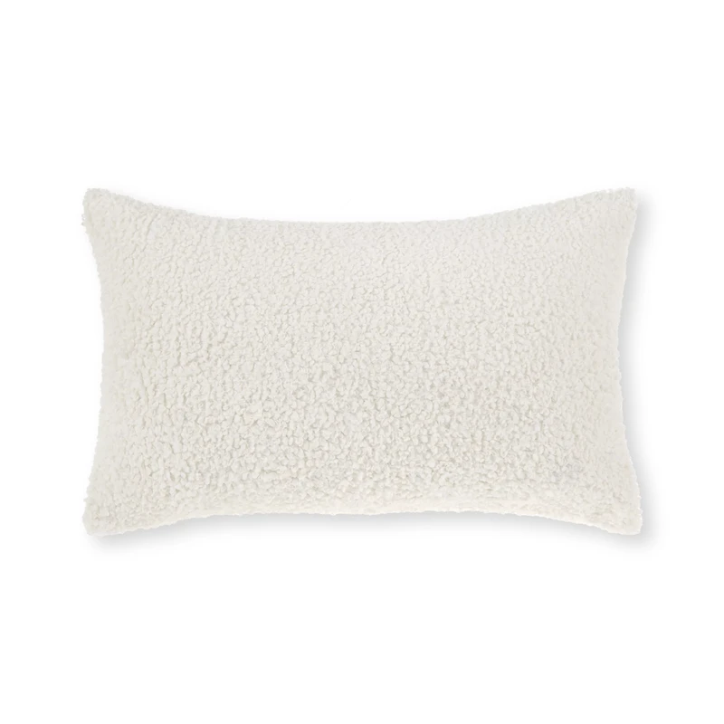 Off White Doodle Boucle Lumbar Throw Pillow