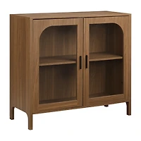 Wooden Veneer Buffet with Glass Doors