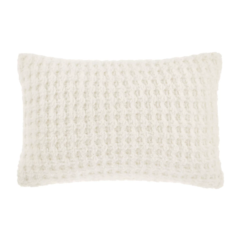 White Cory Chenille Decorative Lumbar Pillow