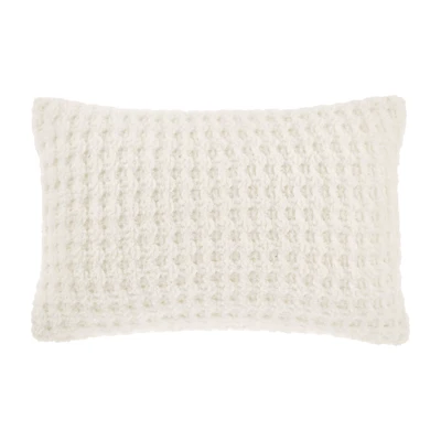 White Cory Chenille Decorative Lumbar Pillow
