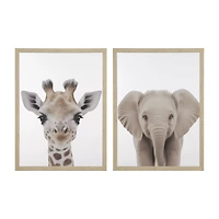 Set of 2 Animals Framed Canvases