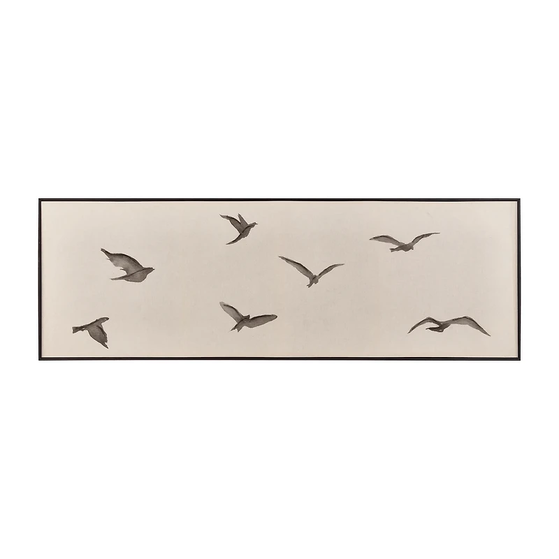 Black birds on linen framed art