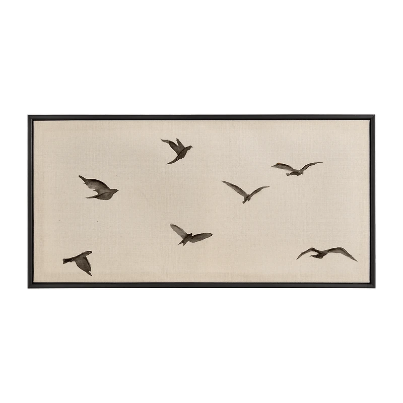 Black birds on linen framed art
