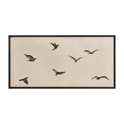Black birds on linen framed art