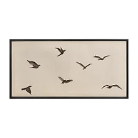 Black birds on linen framed art