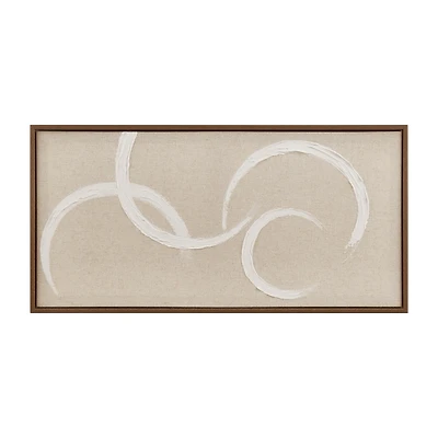 Circles on Linen Oil Painted Framed Art