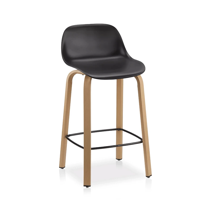 Plastic and Wood Metal Veneer Counter Stool