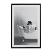 Monkey in Bathtub Printed Framed Canvas