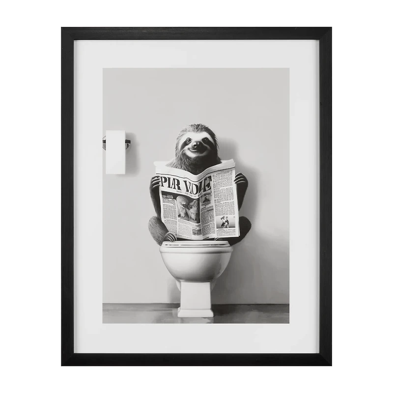 Sloth Reading Framed Art
