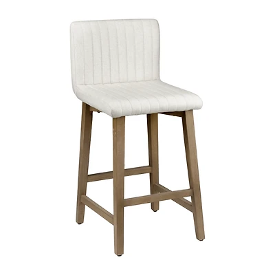 Fabric and Natural Wood Bar Stool
