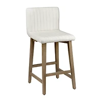 Fabric and Natural Wood Bar Stool