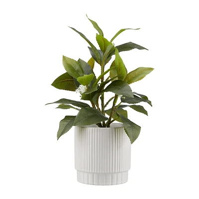 Artificial Plant in Striped Pot