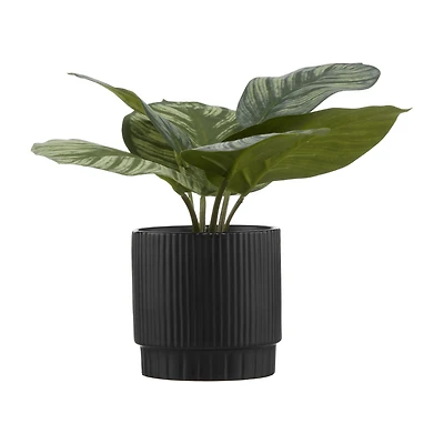 Artificial Plant in Striped Ceramic Pot