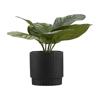 Artificial Plant in Striped Ceramic Pot