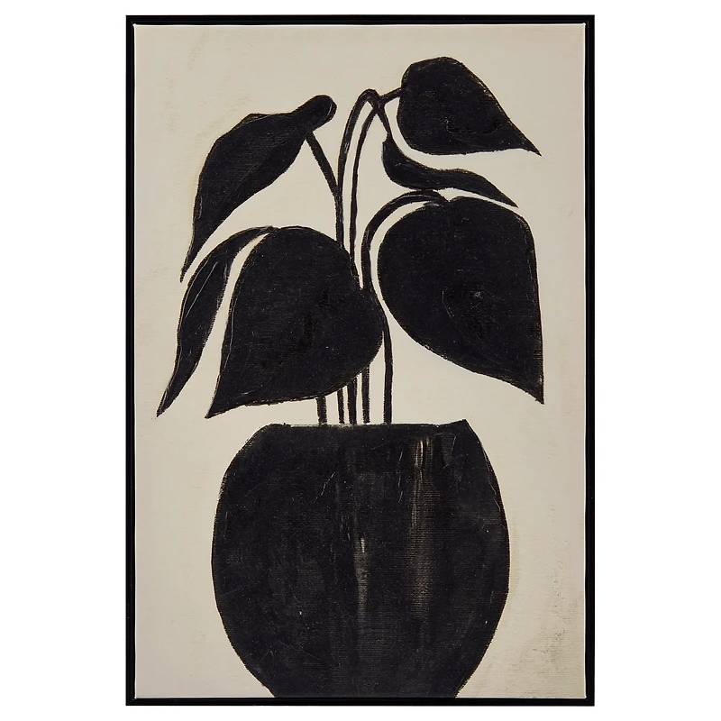Black Leaf in a Vase Framed Art