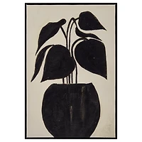 Black Leaf in a Vase Framed Art