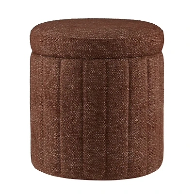 Round Storage Fabric Ottoman