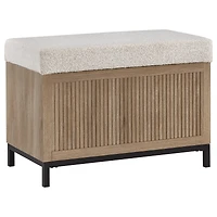 Fabric and Wood Ottoman with Storage
